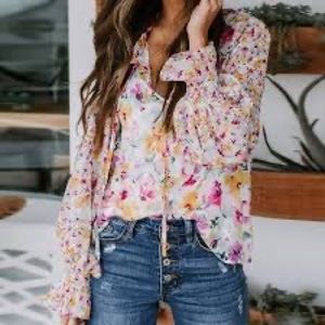 If By Sea Sheer Floral Blouse | Size Xs